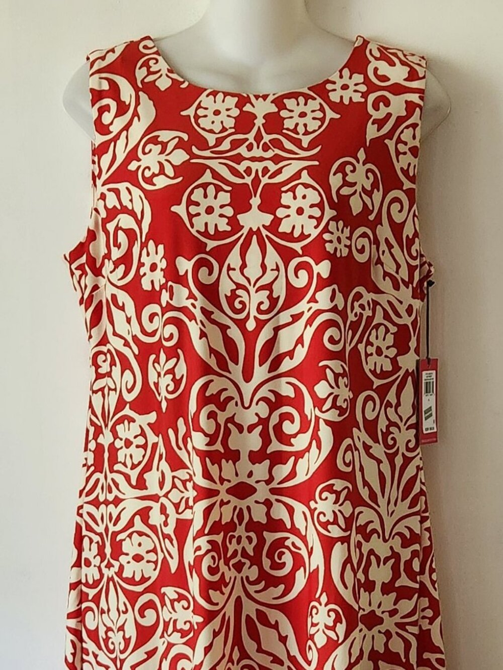 Vince Camuto dress sz LP red white graphic print NWT